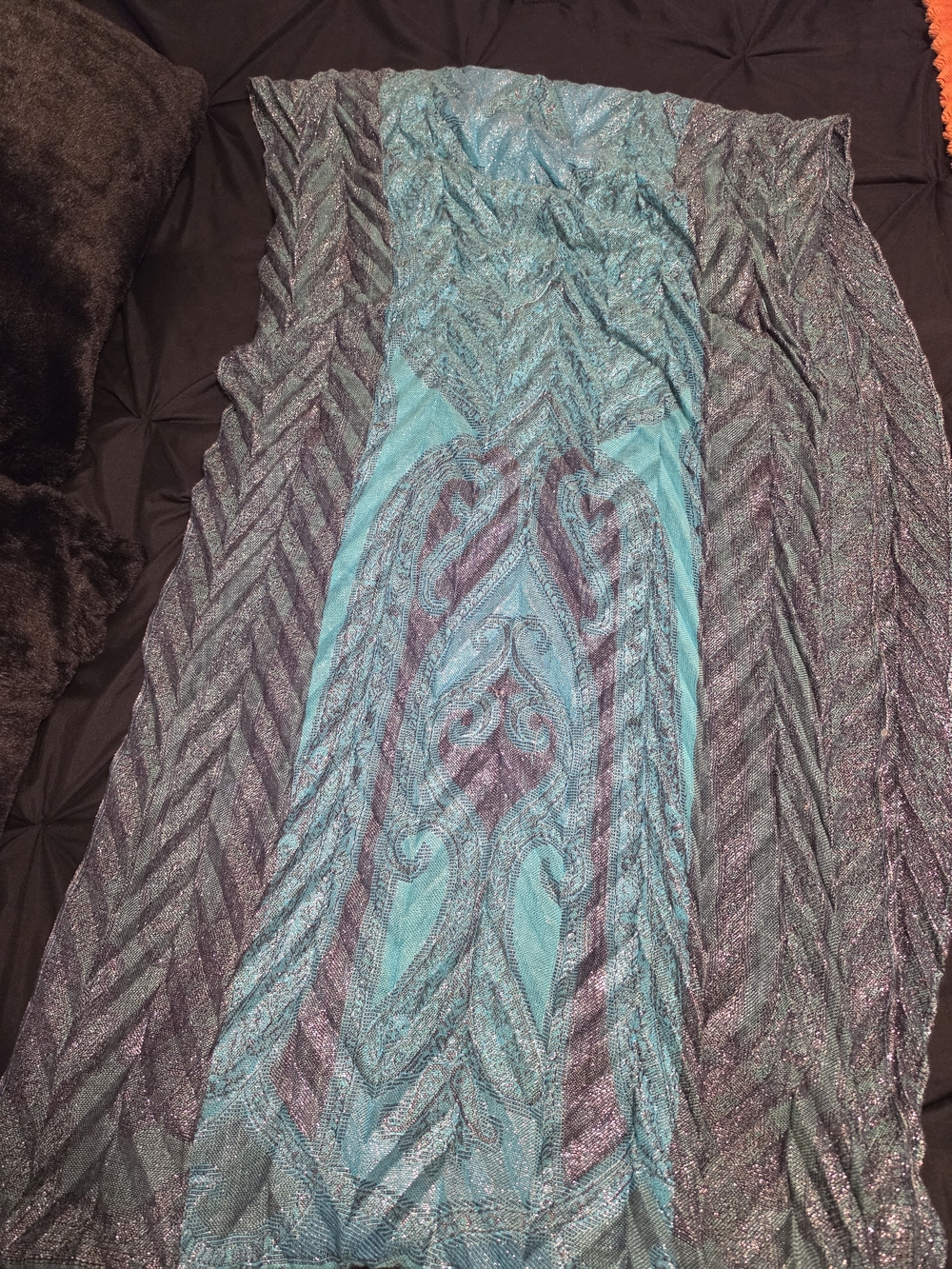 Turquoise and Silver Infinity Scarf - Picture 2 of 2